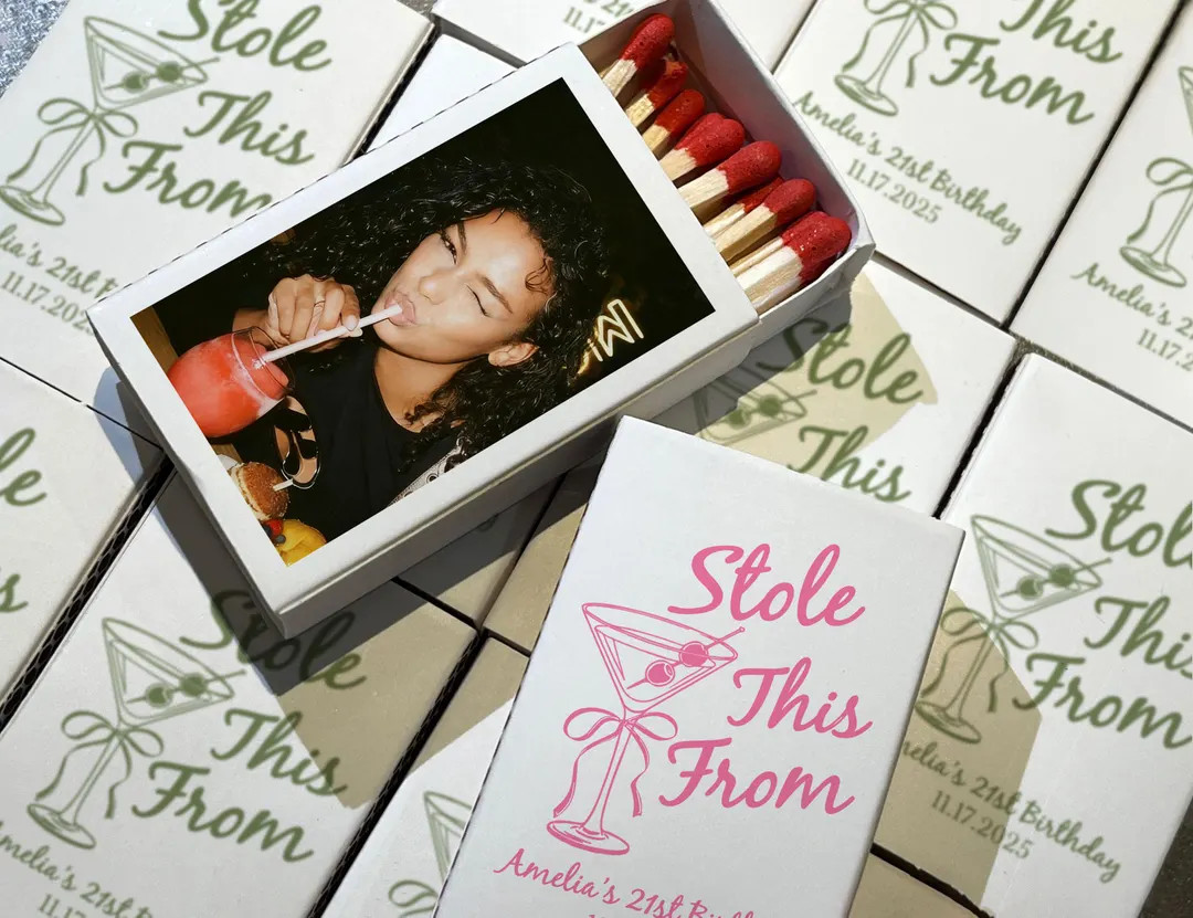 Stole This From Martini Matchboxes, Personalized Photo Birthday Matches, Fun Party Favors for Wed... | Etsy (US)