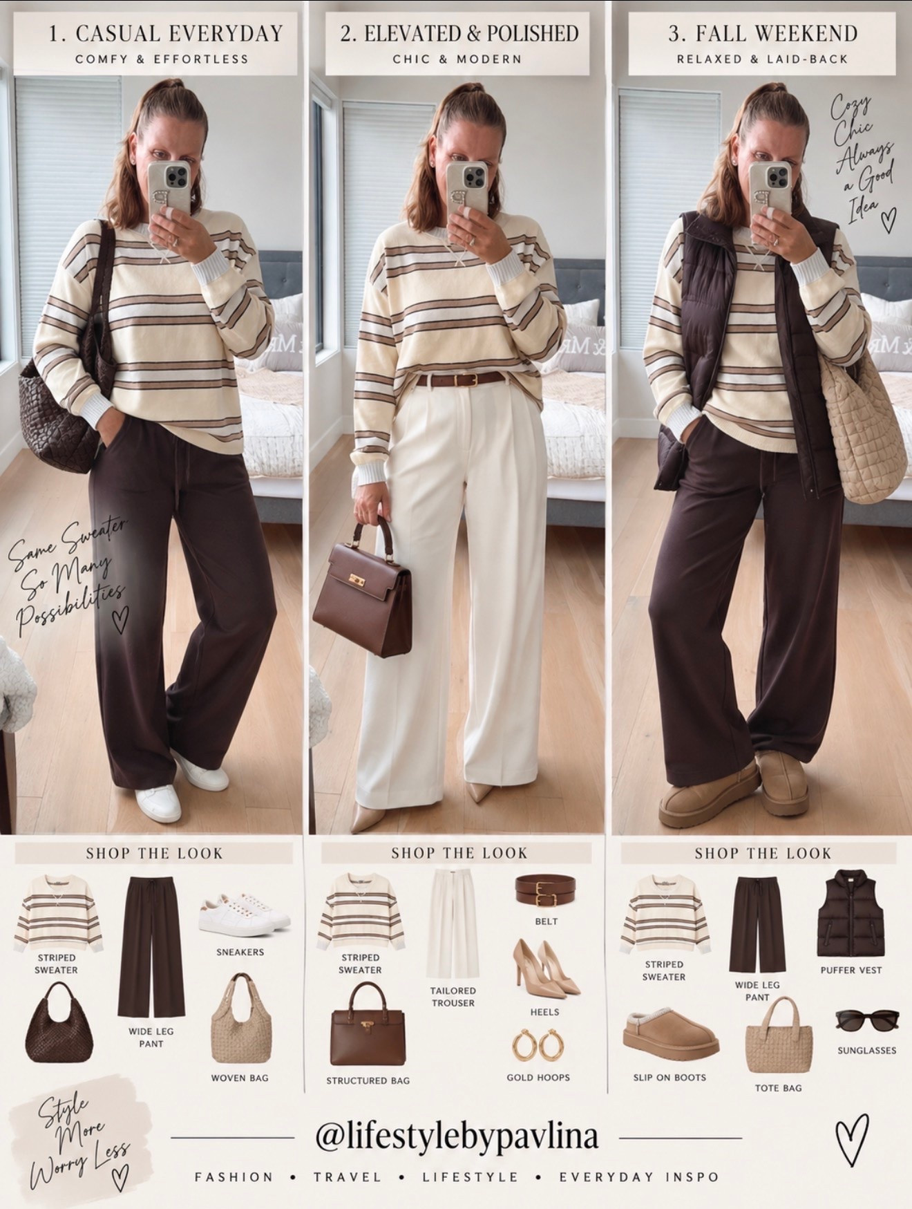 One sweater 3 looks

Yellow and brown sweater is a wardrobe staple for fall.

Striped sweater, aerie sweater, casual outfit, elevated outfit, fall outfit, brown wide leg pants

#LTKfall #LTKmidsize #LTKstyletip