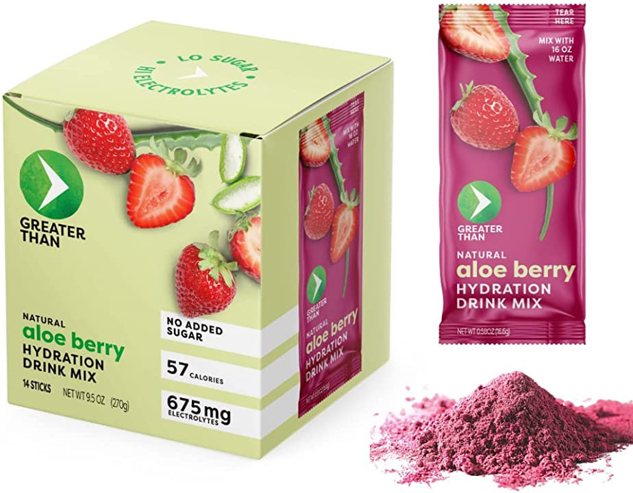 Greater Than - Electrolyte Powder Packets - Natural Strawberry Juice & Organic Coconut Water - Loved | Amazon (US)
