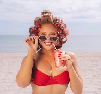 RPZL Caroline Malloy Professional Hair Rollers Set, Red Self-Grip Curlers with Brown Swade Storag... | Amazon (US)