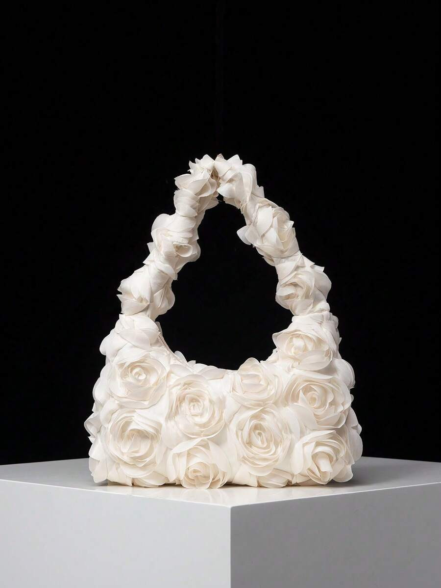 Elegant Rose Flower Shoulder Bag, Wedding Party Evening Bag, Handbag For Parties, Lovely Ladies C... | SHEIN