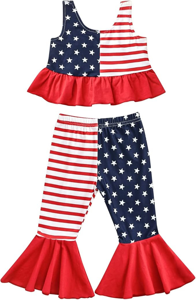 DBZoo Toddler Baby Girl Summer Clothing Set, Sleeveless Tank Tops+Flared Pants 2 Piece Cute Bell ... | Amazon (US)
