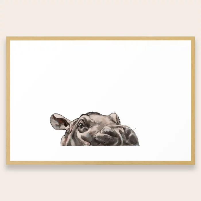 Peeking Baby Hippo Framed Art Print | Society6