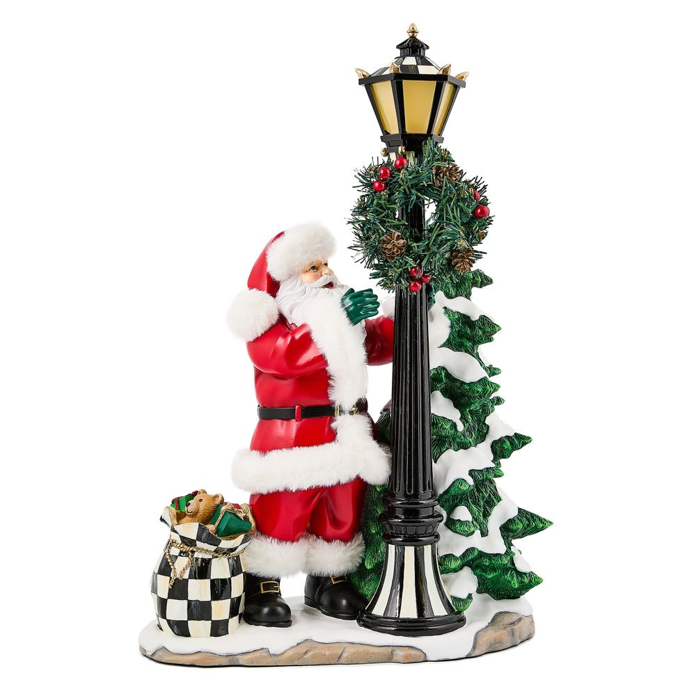 Santa by Lamp Post Illuminated Figure | MacKenzie-Childs