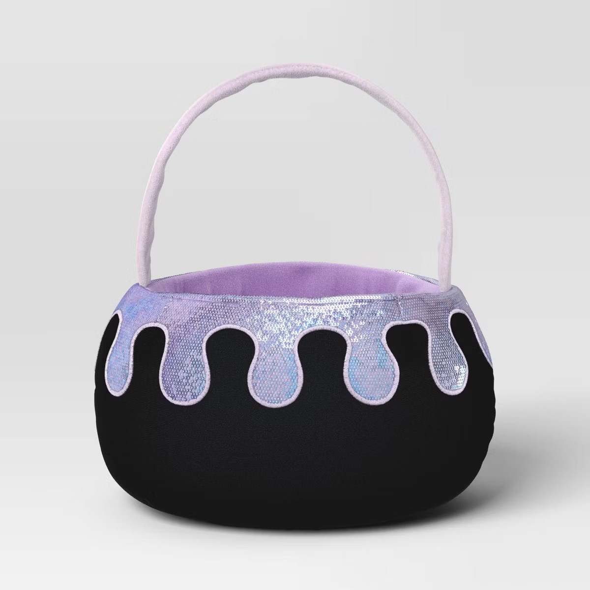 Halloween Round Cauldron Polyester Trick or Treat Decorative Bling Basket Purple - Hyde and EEK! ... | Target