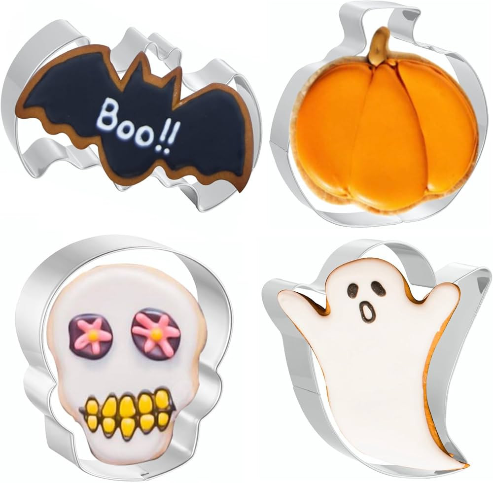 Cookie Cutters 4 PCS, Large Halloween Cookie Cutters, 4'' | Amazon (US)