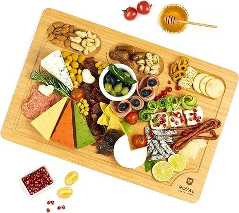 Extra Large Bamboo Cheese Board and Charcuterie Boards/Serving Tray with Built-in Compartments an... | Amazon (US)