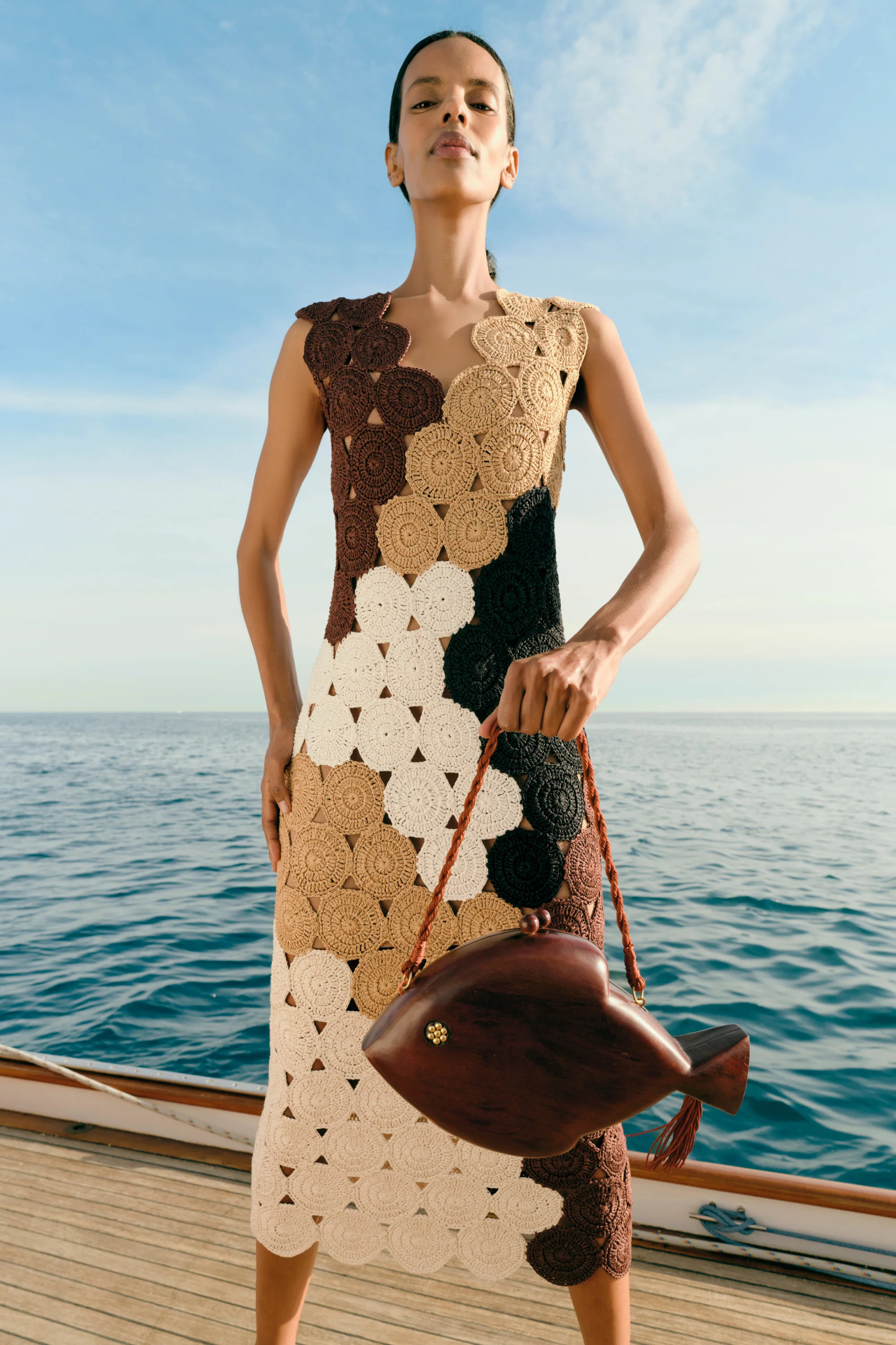Muro Crochet Dress in Earth Tone Combo | Simon Miller