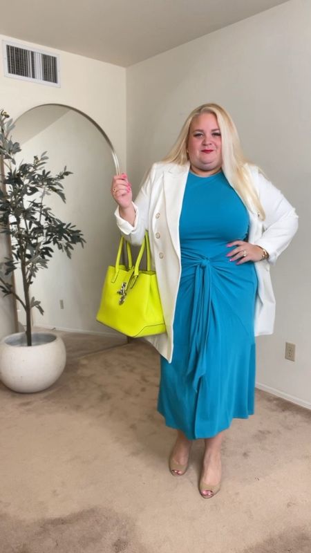 Plus size spring workwear outfit
Dress size 20
Jacket size 22
Bright colors pair so well with whites and nudes

#LTKplussize #LTKworkwear #LTKfindsunder50