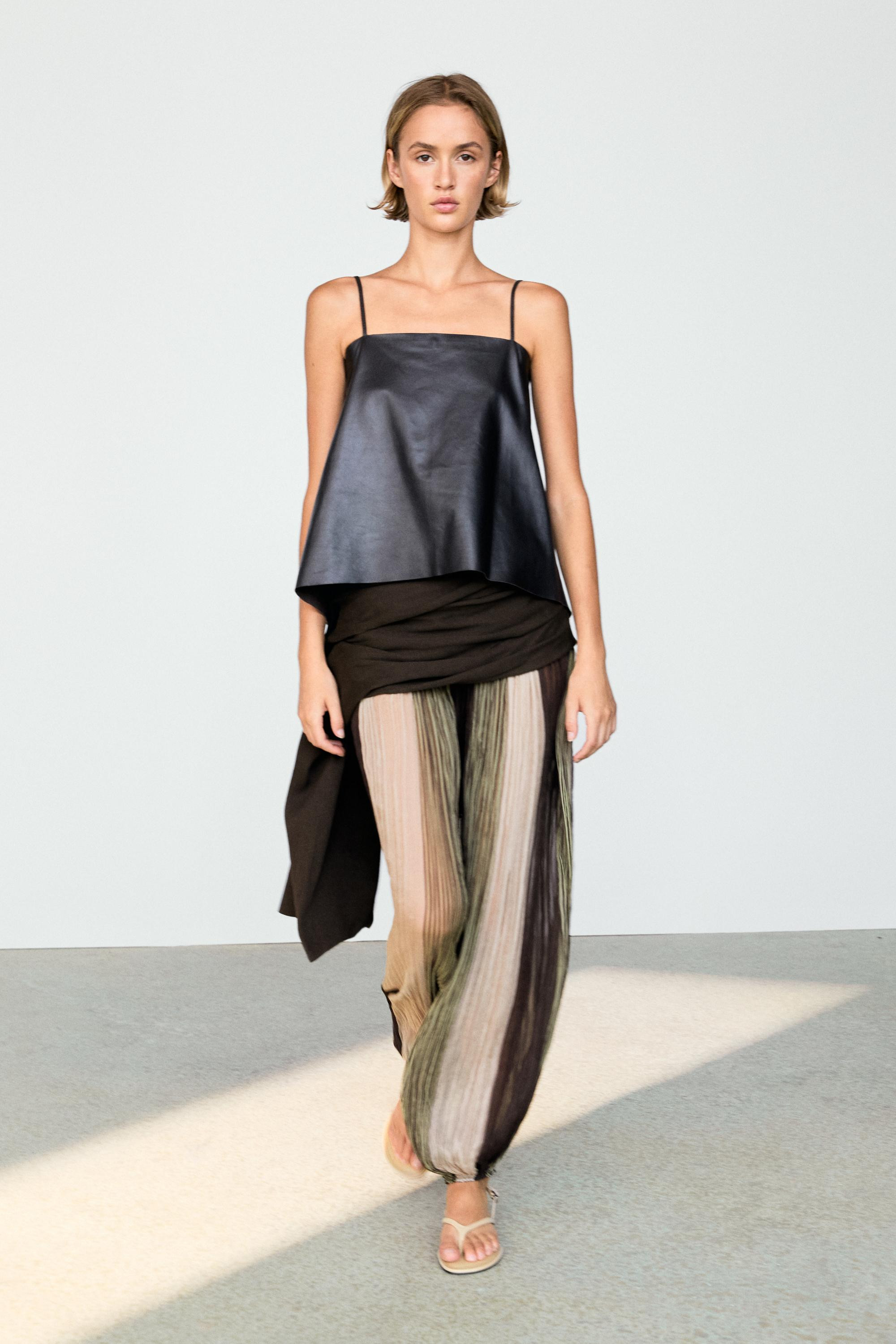 Striped flowing pants with sash detail | Massimo Dutti UK