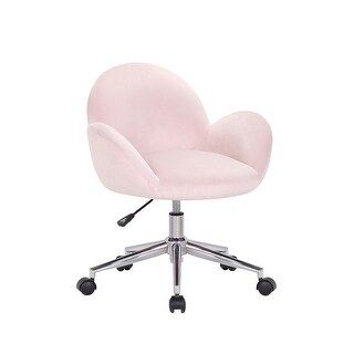 Porthos Home Quon Swivel Office Chair, Velvet Upholstery, Chrome Base (Pink) | Bed Bath & Beyond