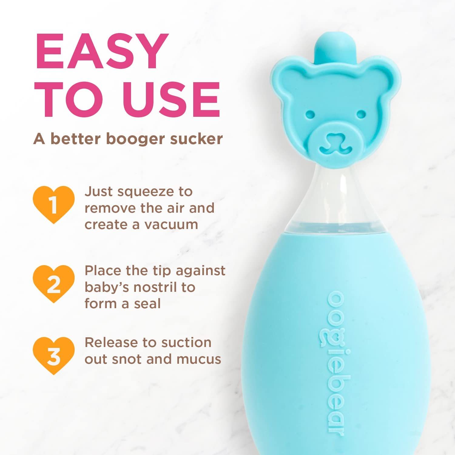 oogiebear Bear Pair — The Safe Baby Booger Cleaner and Nose Sucker Duo | Bulb Aspirator and 2-i... | Amazon (US)