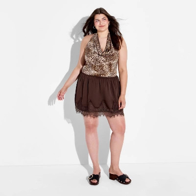 Women's Lace Trim Skort - Wild Fable™ Brown 4X | Target