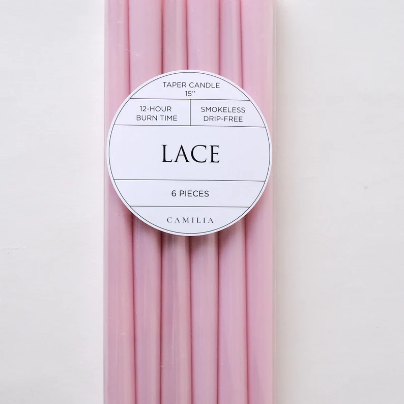 6 taper candles / pack, 15'', dripless, smokeless, unscented, Classic Blue, Gray, Lace, Almond, B... | Etsy (US)