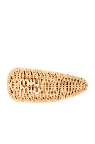 Miu Miu Raffia Hair Clip in Natural | FWRD | FWRD 