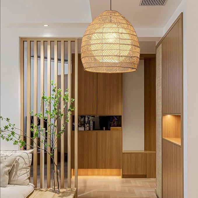 AoAobs Rattan Wicker Pendant Light Lampshade, Basket Ceiling Light Chandelier Japanese Lamp for H... | Amazon (US)