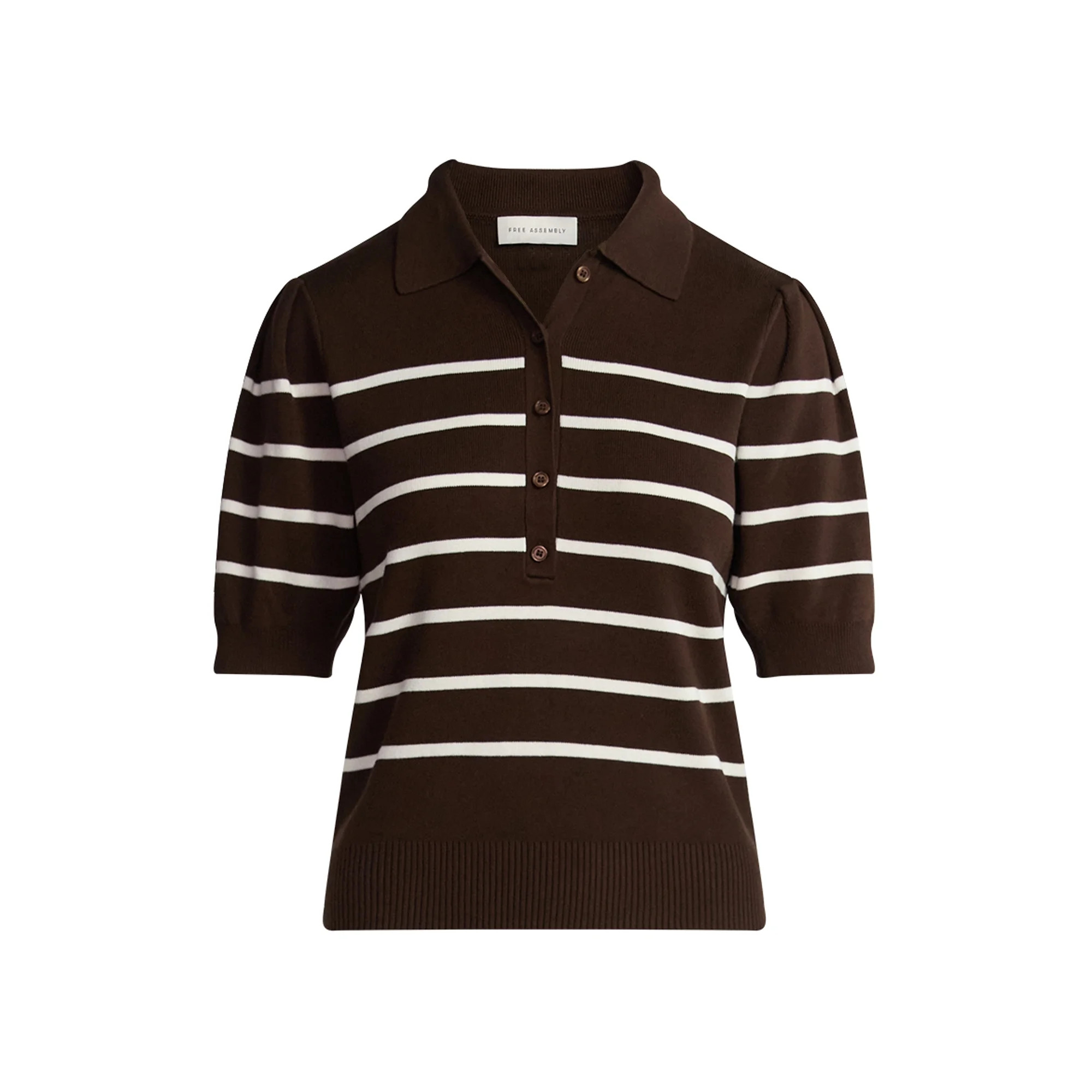 Free Assembly Women's Collared Sweater Tee with Puff Sleeves, Lightweight, Sizes XS-XXL | Walmart (US)