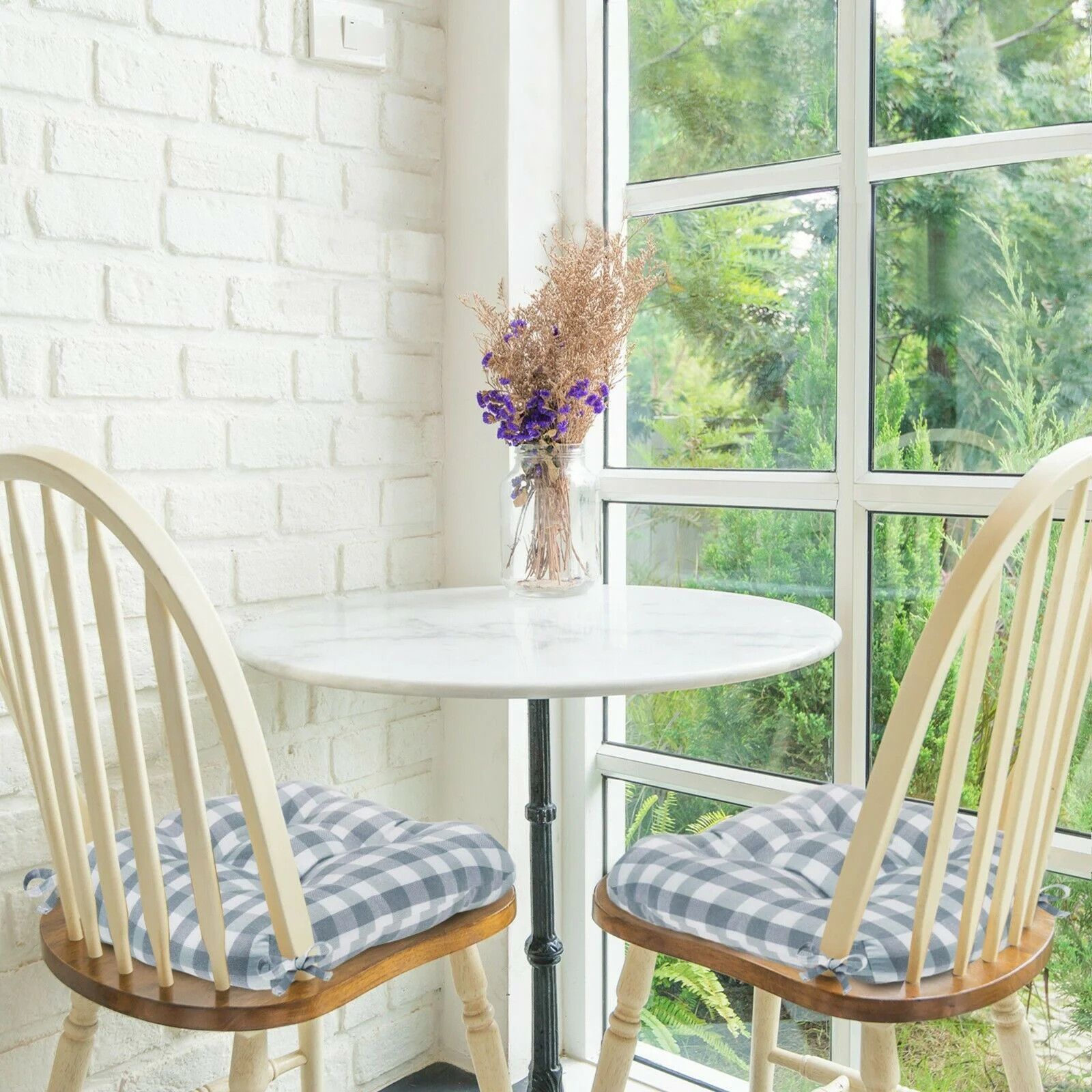 2 Pack Country Farmhouse Plush Buffalo Plaid Checkered Chair Cushion Pads With Tear Proof Ties - ... | Walmart (US)