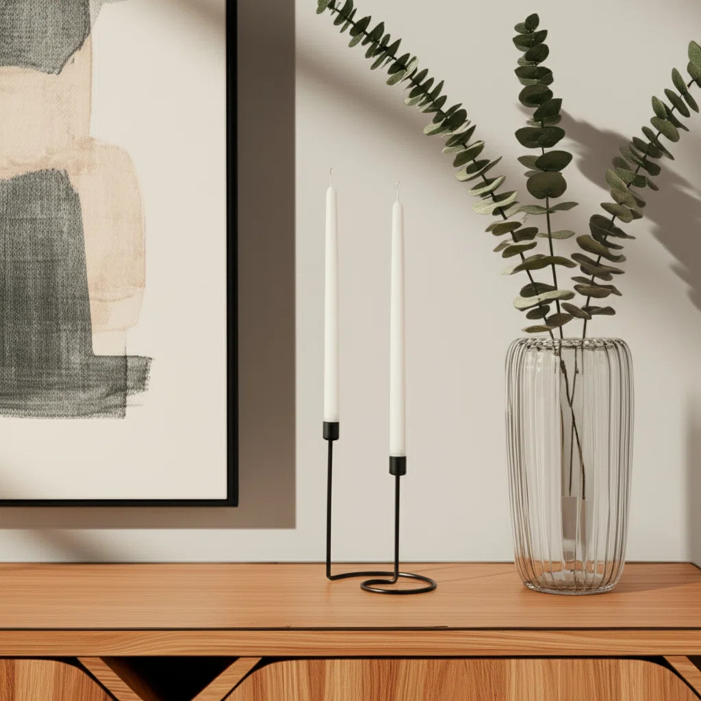 Decorative Candle Holder with Swirled Sculptural Base – Modern 2-Taper Tabletop Candle Holder f... | Wayfair North America