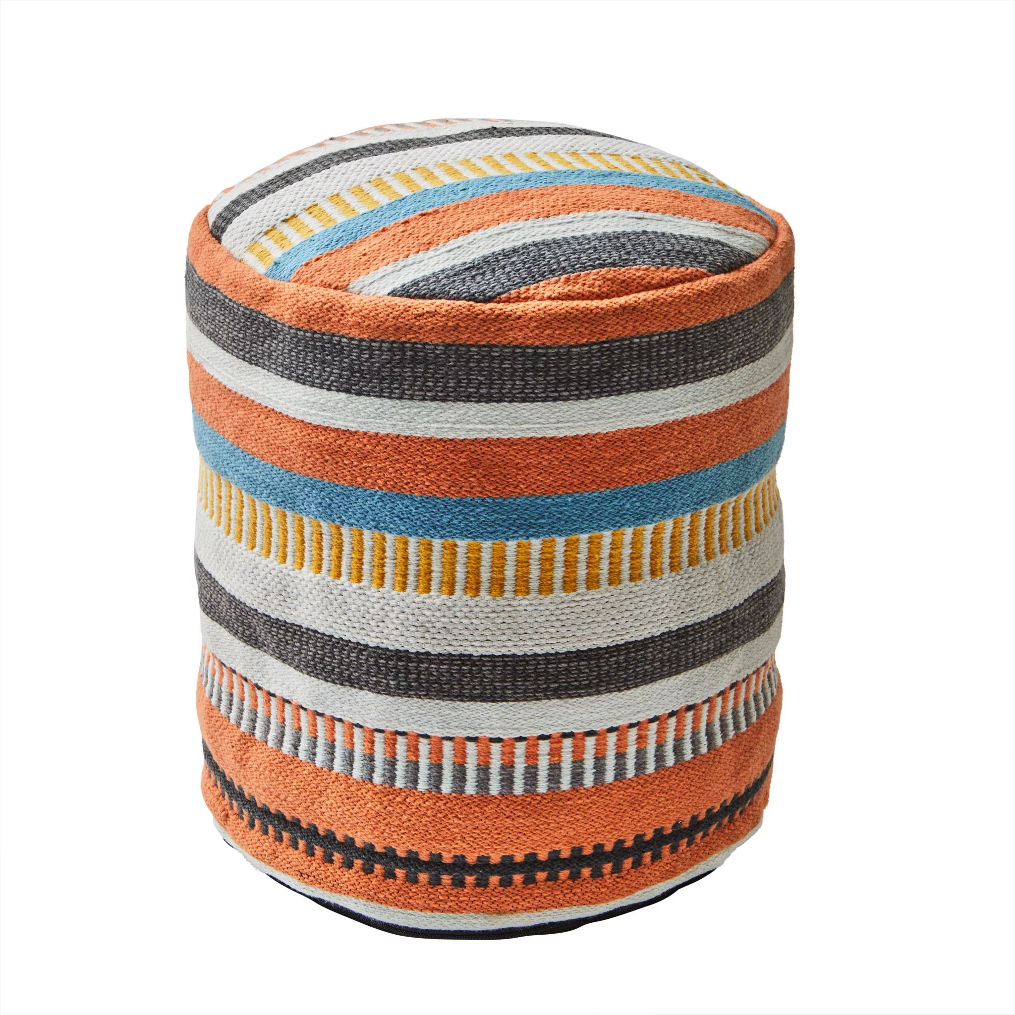 Better Homes & Gardens Multi Stripe Round Outdoor Pouf, 16" x 16" x 16", Multi, Single Pouf - Wal... | Walmart (US)