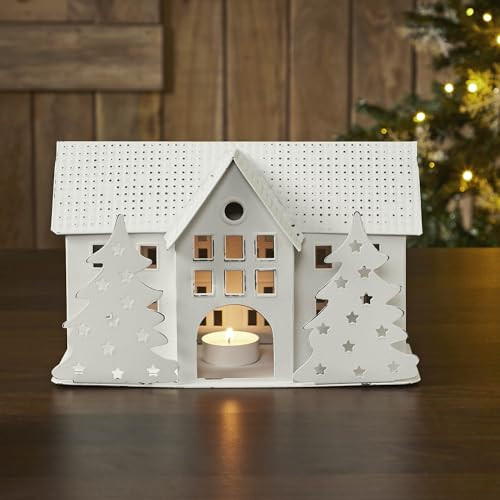 Tealight Holder Metal Village House B Antique White 6.75x10.5x5.5 | Amazon (US)