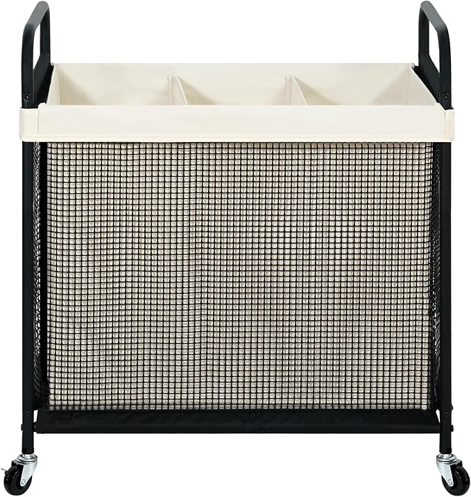 STO STO Laundry Hamper 3 Section, 120L Rolling Laundry Sorter Cart with Removable and Washable Li... | Amazon (US)