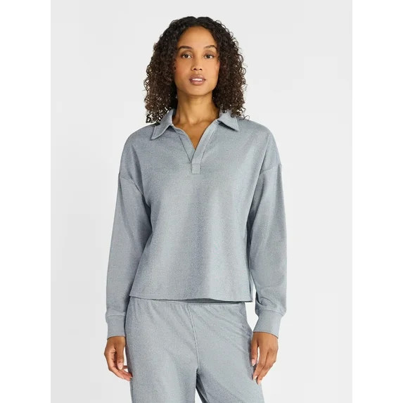 Athletic Works Women's Bi-Color Top with Long Sleeves, Sizes XS-XXXL | Walmart (US)