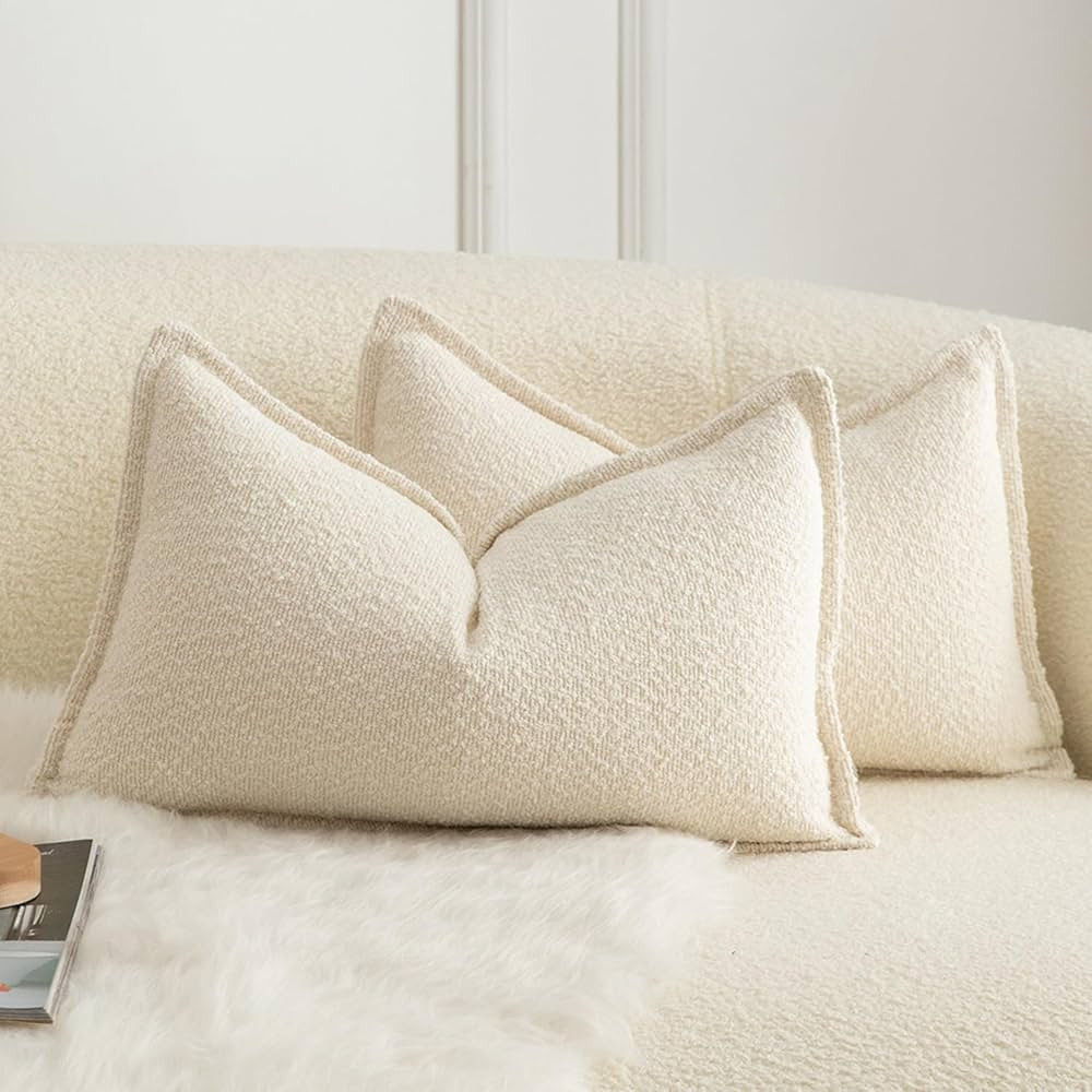 MANDIOO Pack of 2 Decorative Throw Pillow Covers Accent Solid Woven Textured Cushion Covers Pillo... | Amazon (US)