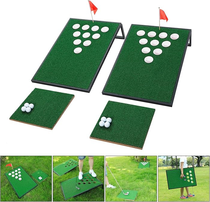 Golf Cornhole Game Set Combined Pong Game, Chipping Yard Game Boards with Chipping Mats & Golf Ba... | Amazon (US)
