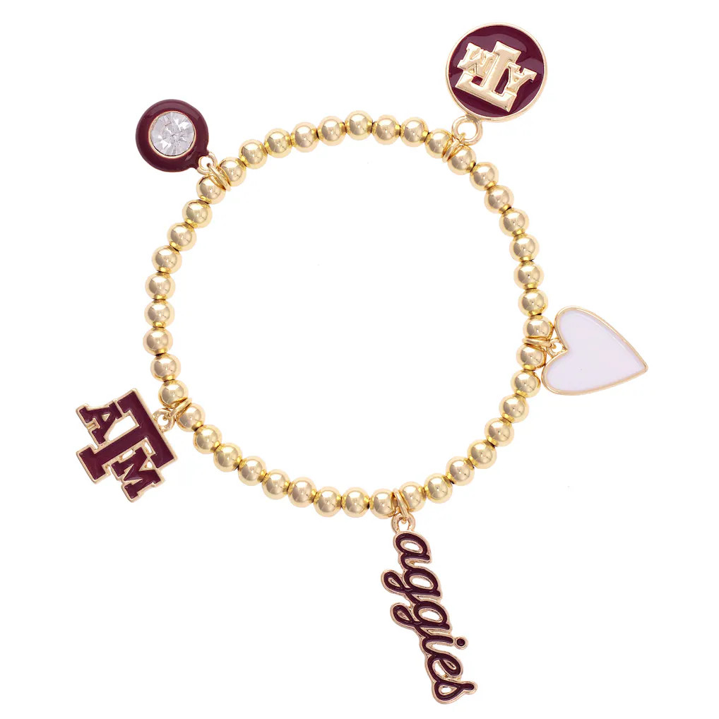 Texas A&M Aggies CANVAS Style 18k Gold-Plated Ball Beads Stretch Charm Bracelet | Fanatics