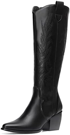 DREAM PAIRS Womens Cowboy Boots Cowgirl Knee High Pointed Toe Comfortable Wide Calf Chunky Heel E... | Amazon (CA)