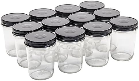 North Mountain Supply 8OZT-BK 8 Ounce Glass Regular Mouth Tapered Mason Canning Jars - with Safet... | Amazon (US)