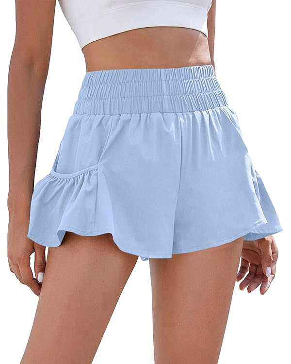 BMJL Womens High Waisted Shorts Athletic Running Shorts Workout Gym Quick Dry Flowy Shorts with P... | Amazon (US)