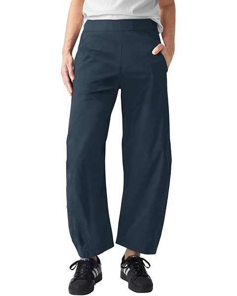 SeeLuNa Women Barrel Travel Pants Elastic Waistband Tapered Leg Baggy Mid Rise Work Trousers Loun... | Amazon (US)