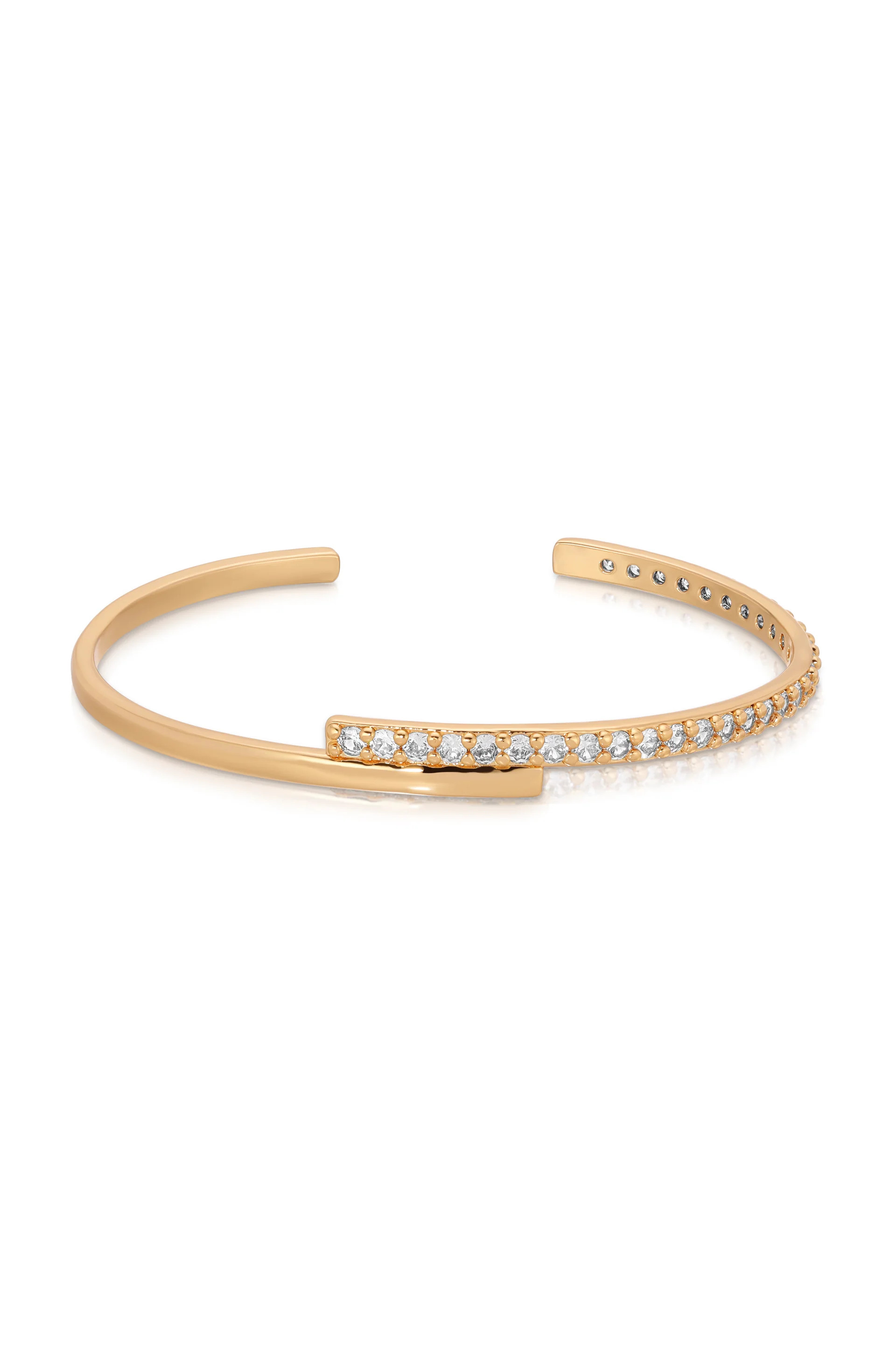 Half Classic Half Sparkle Bracelet Cuff | Ettika