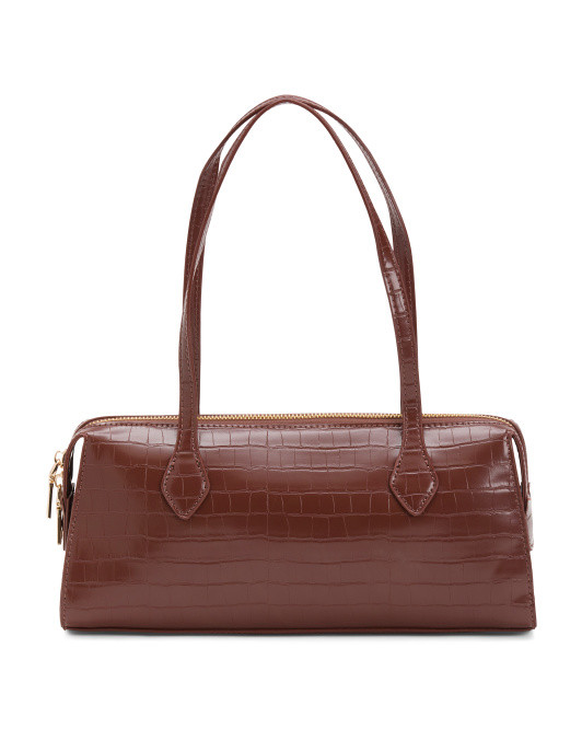 Tara Croc Embossed Long Handled Satchel | TJ Maxx