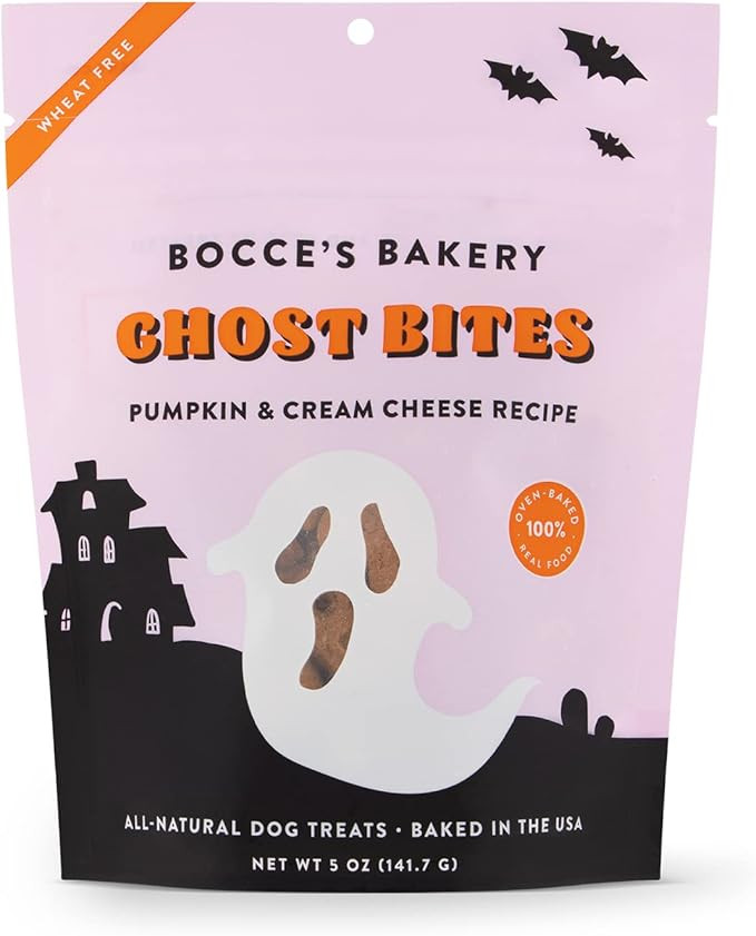 Bocce's Bakery All-Natural, Seasonal, Ghost Bites Dog Treats, Wheat-Free, Limited-Ingredient Crun... | Amazon (US)
