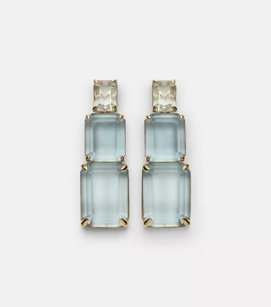 Mateo Arithmetic Composition 14kt gold drop earrings with topaz | Mytheresa (US/CA)