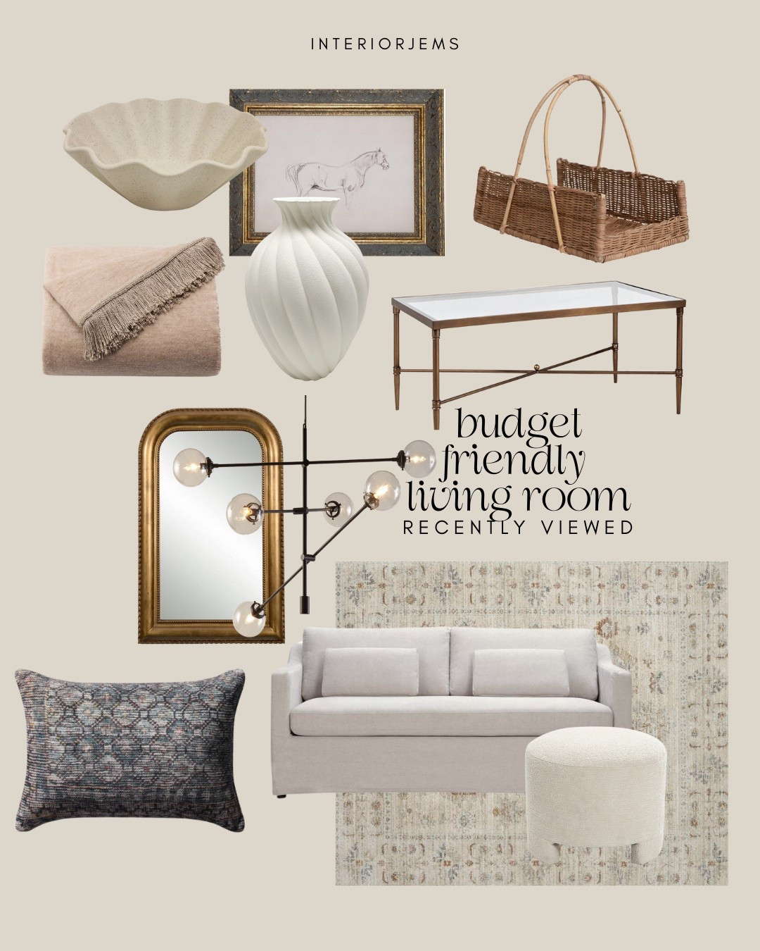 Budget friendly living room, sofa under $500, coffee table, brass arched mirror, framed, ready, art, love this basket, modern ottoman, area, rug, ruffled bowl, scalloped bowl, throw blanket, accent, pillow, sofa, pillow, bed, pillow, table vase most of this is from Kohl’s

#LTKHome #LTKStyleTip #LTKSaleAlert