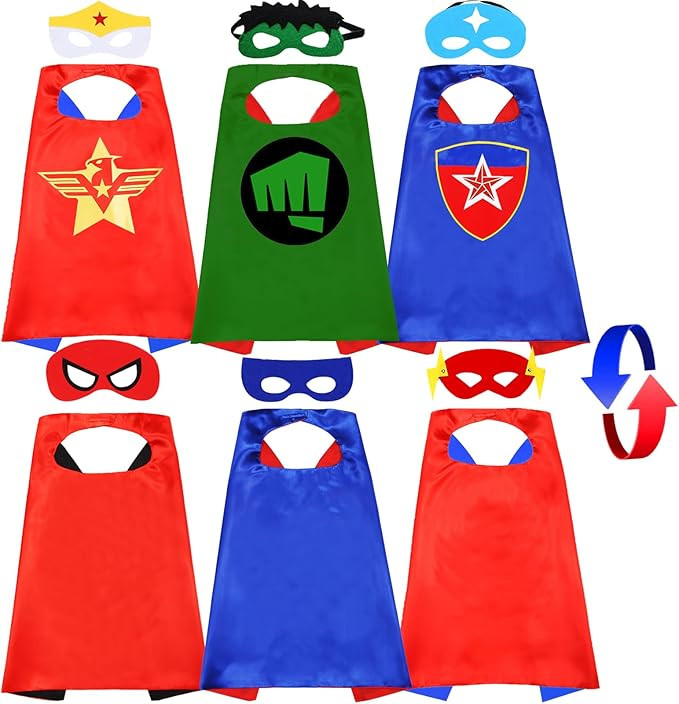 Superhero Capes and Mask for Kids Double-edged Capes Costumes for Boys Cape Toys for Kids Superhe... | Amazon (US)