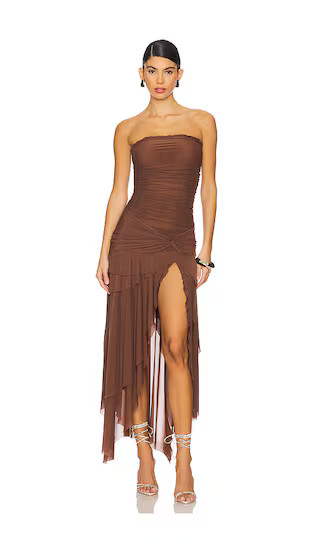 X Revolve Lyla Twist Dress in Brown | Revolve Clothing (Global)