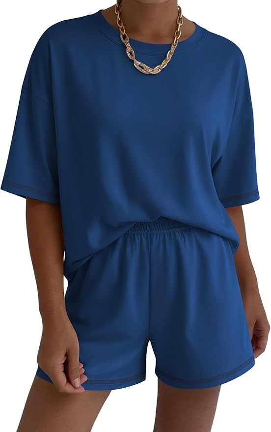 Ekouaer Lounge Sets for Women 2 Piece Shorts Sets Moisture Wicking Casual Summer Short Sleeve Mat... | Amazon (US)
