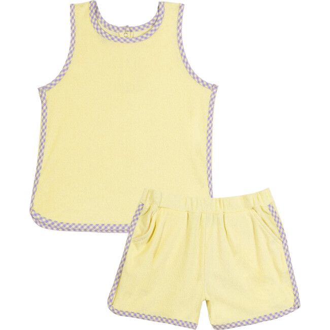 Tate Set, Lemon with Lavender Gingham Binding | Maisonette