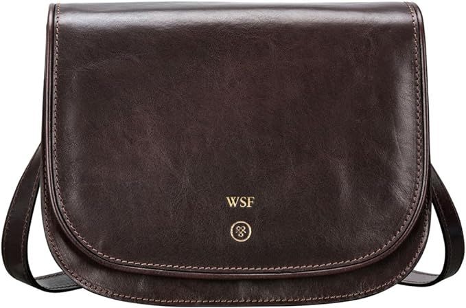 Maxwell Scott Personalized Women's Leather Flap Saddle Bag Purse - MedollaM Brown | Amazon (US)