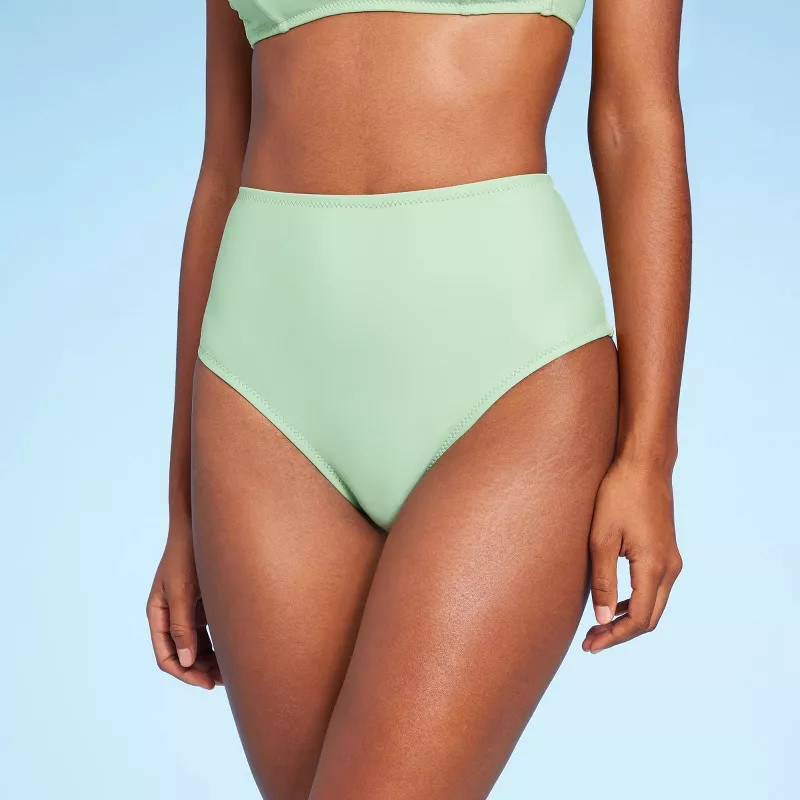 Women's High Waist Cheeky Bikini Bottom - Shade & Shore™ Light Green | Target