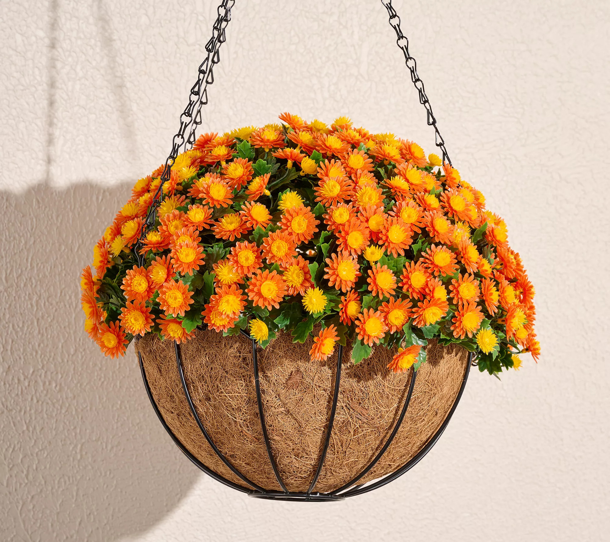 Wicker Park Harvest Faux Mum Hanging Basket - QVC.com | QVC