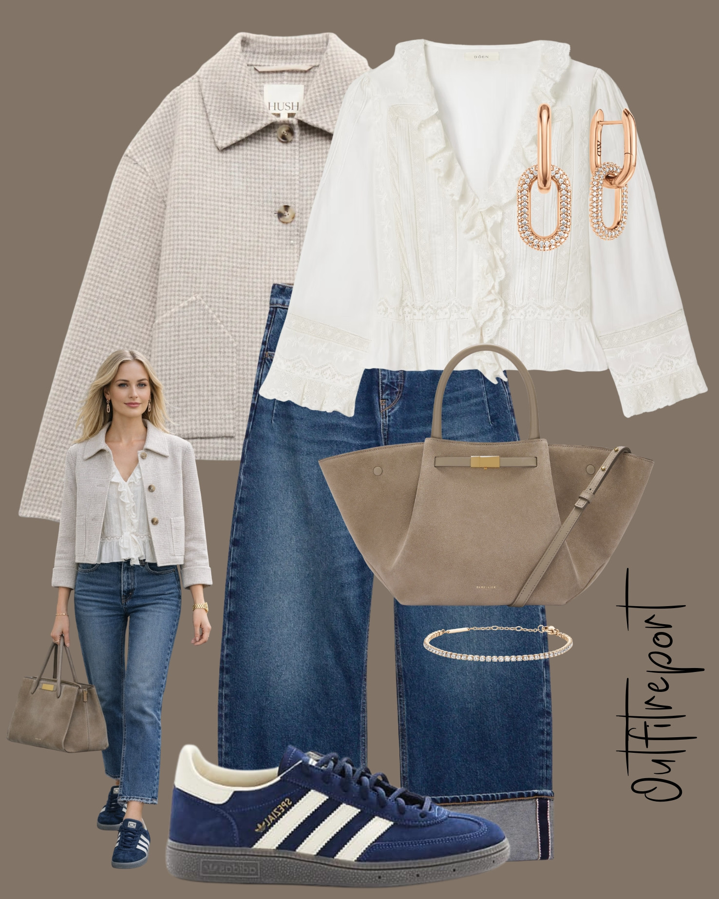 Spring outfit cropped jacket blue denim jeans white shirt adidas sneakers 

#LTKshoes #LTKspring #LTKstyletip
