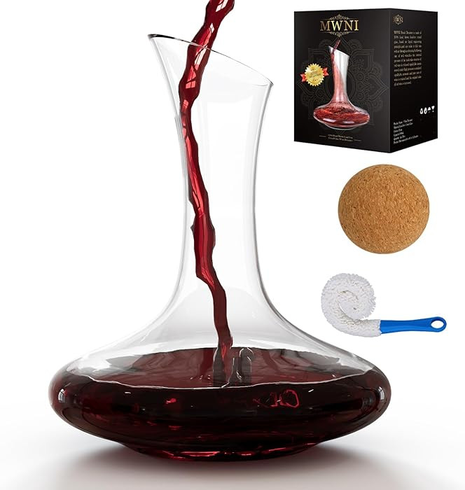 Wine Decanters, Crystal Glass Red Wine Decanter Set With Stopper and Brush,Used Aerator,Glass Car... | Amazon (US)