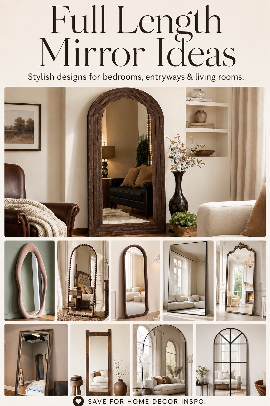 Looking for full length mirror ideas that make a room feel bigger, brighter, and more styled? Explore arched mirrors, oversized floor mirrors, wood frames, beaded details, and vintage statement designs for bedrooms, entryways, and living rooms. Save these mirror decor ideas for your next home refresh. Amazon finds, Amazon home decor, affordable decor

#LTKHome