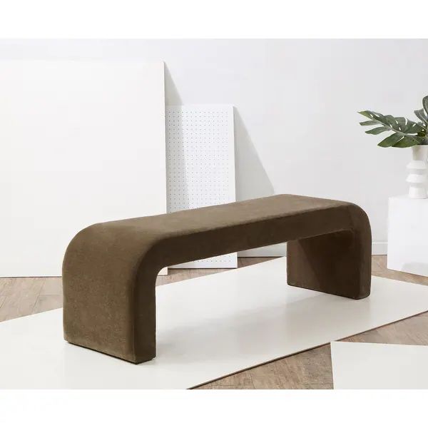 SAFAVIEH Couture Caralynn Curved Waterfall Upholstered Bench (Fully Assembled) - 62" W x 18" D x ... | Bed Bath & Beyond